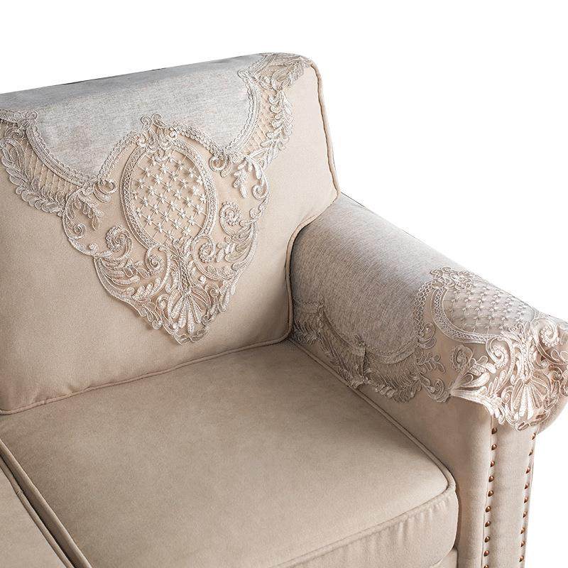 欧式沙F96JH96M发巾四季通用扶手巾蕾丝靠背巾园沙发套防沙发尘田