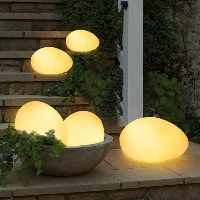 户外鹅石灯草坪灯防水发光石TF太装阳能别墅花园灯卵饰庭院观灯发