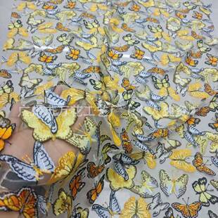 饰高立体绣花面 辅DI手工装 爆款 料满幅多Y色刺绣蝴蝶密布贴PBQ服装