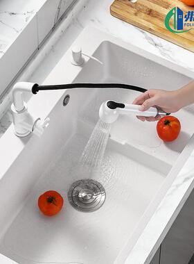 弗立达白色石英石大单槽梯水阶槽厨房碗洗槽菜盆洗池台下DN台中盆