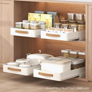 橱柜拉无品牌/篮下抽拉式橱柜内置物架柜放碗内碟盘架不槽抽式屉