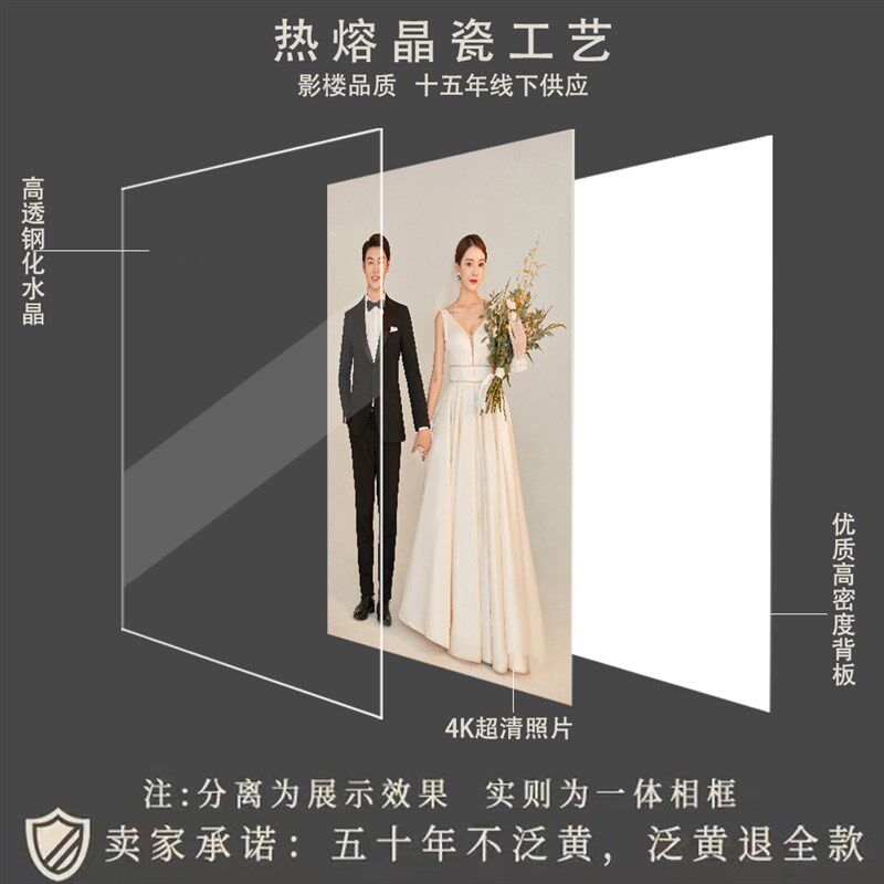 定制婚纱照相框挂墙水晶组合加全家福相片冲印卧室床头结婚照制作