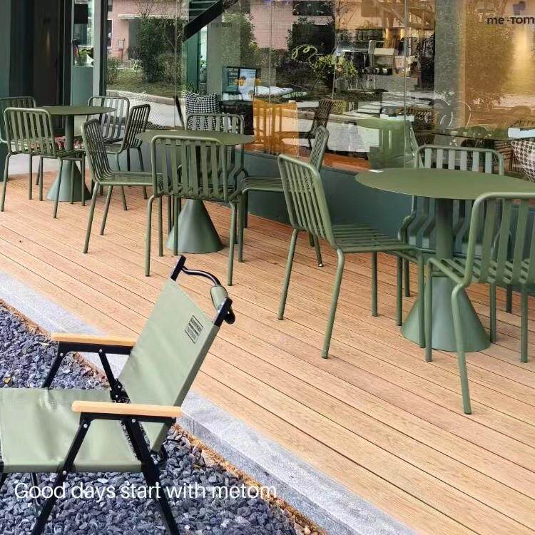 户外趟椅约碳钢简阳台桌椅奶茶店咖露啡店天公园休闲凳背靠1777网