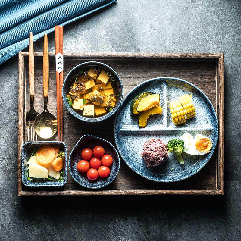 高级一人食餐具家用脂月盘陶瓷餐盘碗筷套装子减碗碟盘子早餐套餐