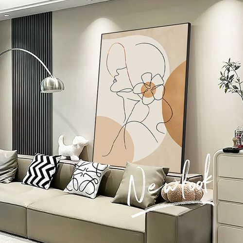 侘寂风沙发背景墙装饰画极简线条人物客厅挂画抽象玄关壁画落地画