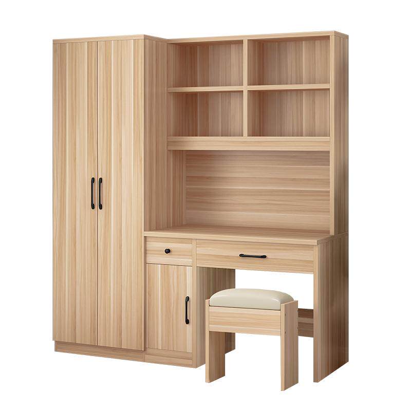 儿童衣柜书桌一体小户型卧室带书架组合书柜简约写字台电脑桌家用