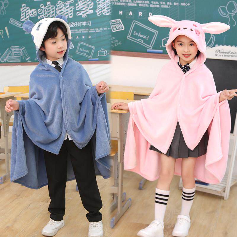 小学生午睡毯儿童斗篷专用带帽午休披肩四季空调抱枕二合一盖毯子