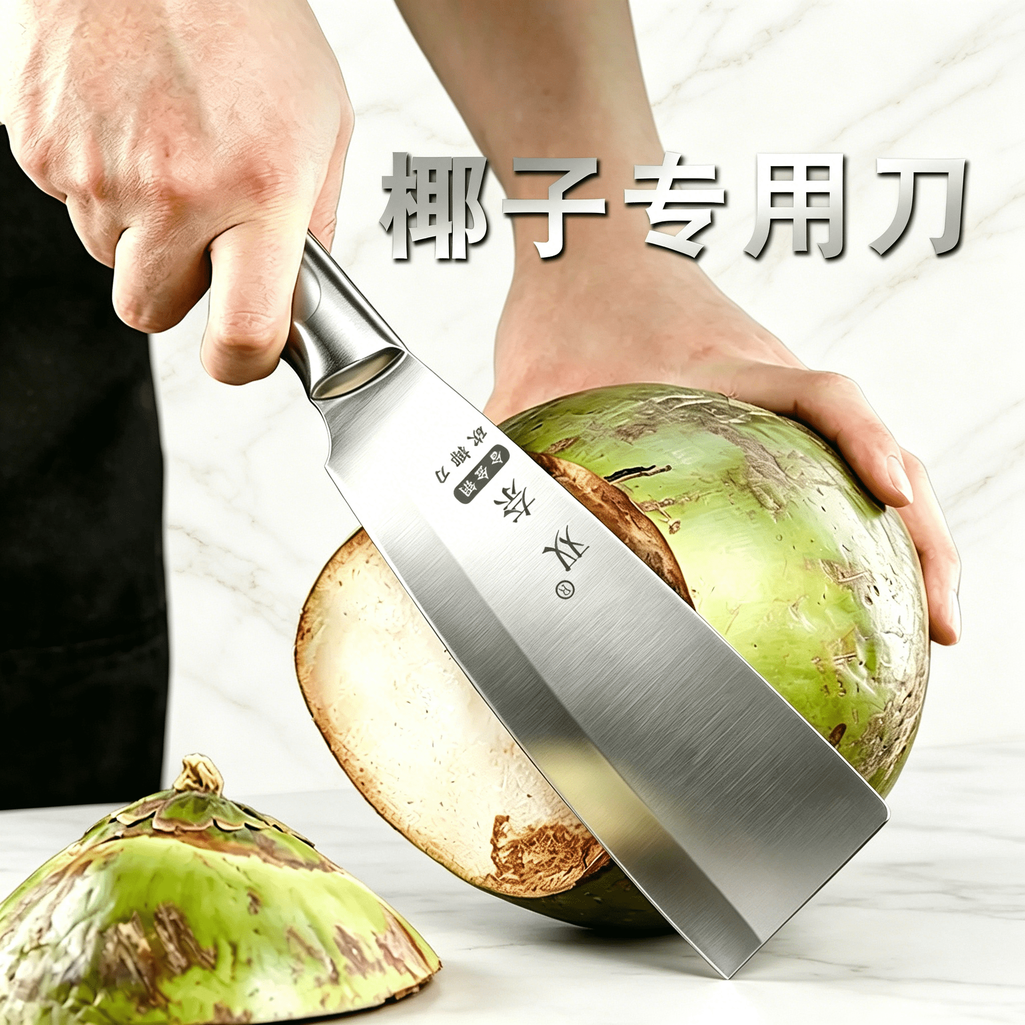 海南砍椰子专用刀家用商用不锈钢水果开椰神器开菠萝开榴莲瓜果刀