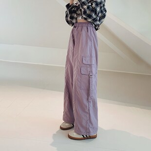 女童休闲裤2025夏装新款女大童初中生速干工装裤青少年时髦薄裤子