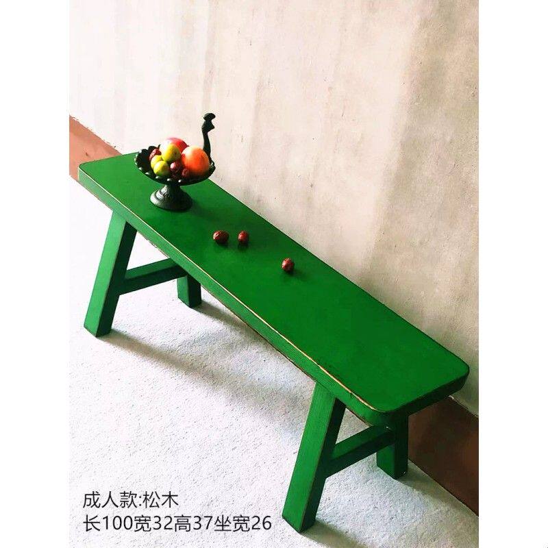 长凳条换鞋凳实木舞蹈凳绿色做旧可爱简约阳台成人中式置物床尾凳