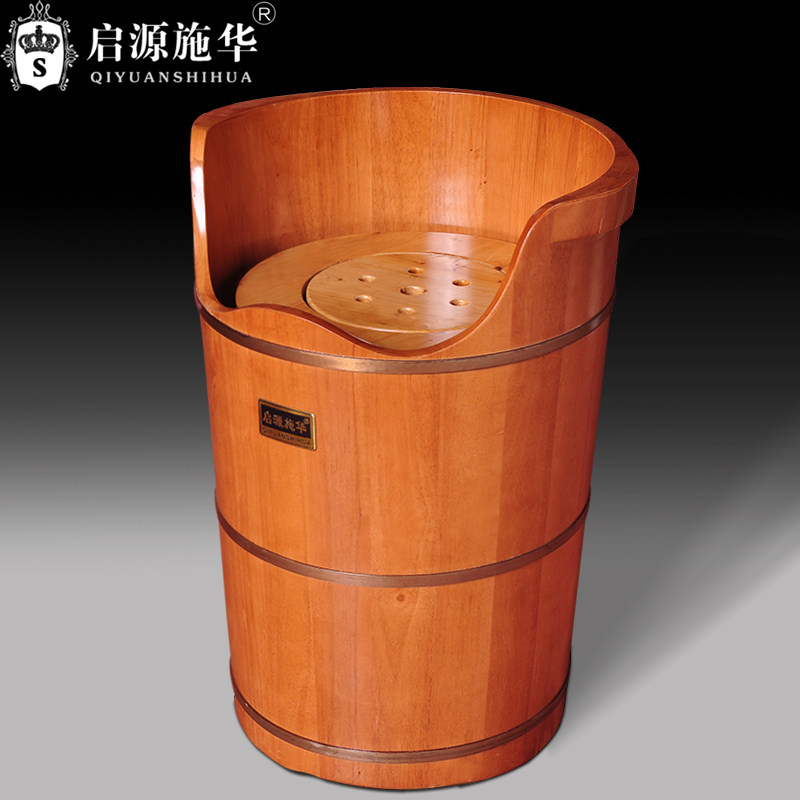 足浴泡脚桶加热汗蒸熏蒸桶木质蒸汽洗脚木桶家用高深桶泡脚盆