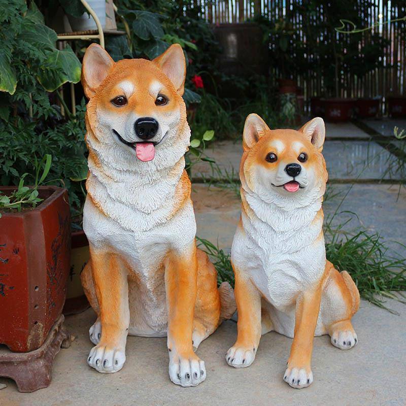 宠物狗柴犬模型秋田犬摆件庭院花园客厅家居装饰动物雕塑造型萌宠