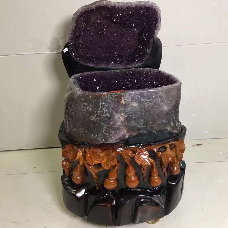 天然乌拉圭紫晶簇 紫晶洞 紫水晶洞原石聚宝盆 水晶洞摆件消磁