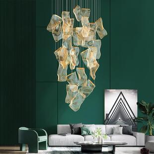 简约复式楼梯灯具后现代轻奢客厅创意书页灯饰楼梯亚克力艺术吊灯