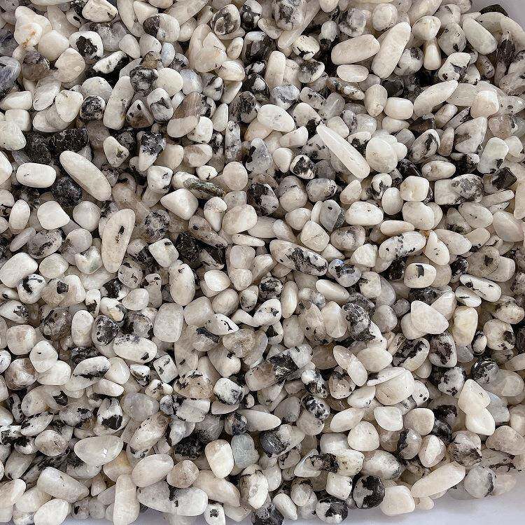 黑点白月光水晶碎石月光石鱼缸盆栽造景石装饰品