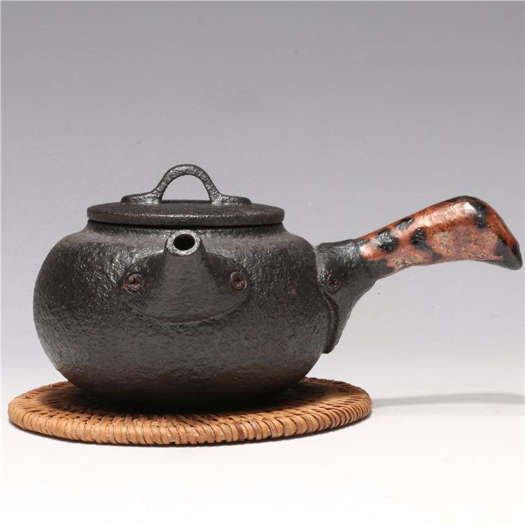 龙砂陶宜兴紫砂壶粗陶仿铁泡茶器300毫升制作茶具套装