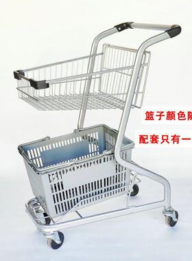 超t市购物手推车货车kv网红小拉车商场家用双层摆摊推车理930F7篮