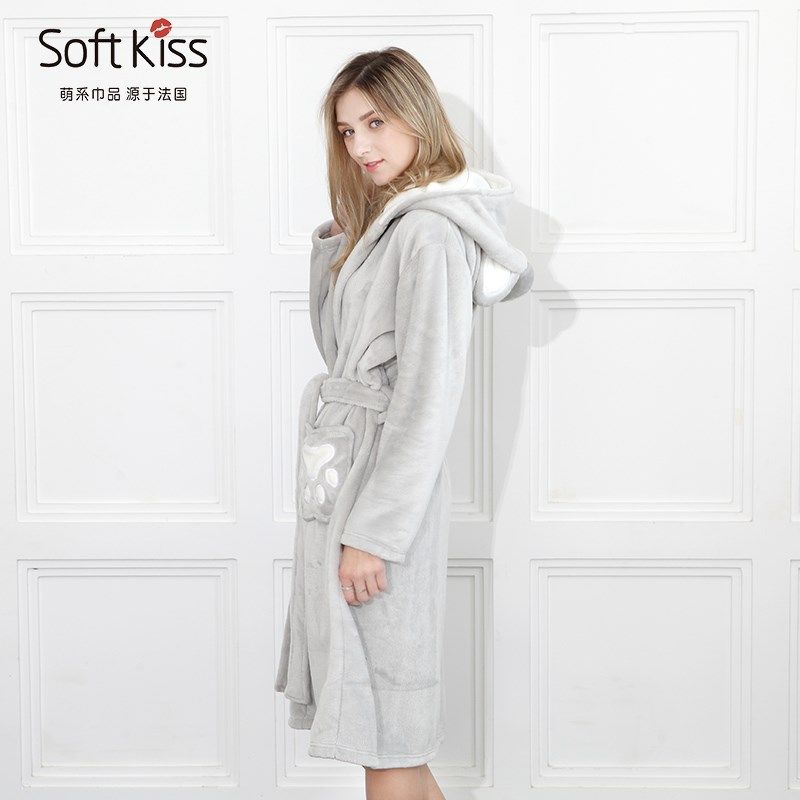 母亲节睡袍女可爱中长款珊瑚绒情侣睡衣加厚浴袍家居服2025新款