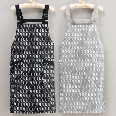 家用厨房做饭围裙夏季薄款透气防污工作服餐饮专用背带式围腰上班