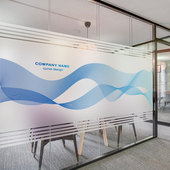 公司办公室透光不透明隔断装 饰玻璃贴纸简约曲线静电透明磨砂贴膜