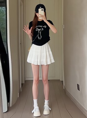 蓝色蛋糕短裙女2024夏季新款高腰休闲风短款a字裙半身裙设计风裙