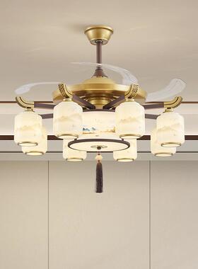 体新中式隐形e077Sevi风扇灯中国风一意吊扇灯客厅禅实木色餐厅2