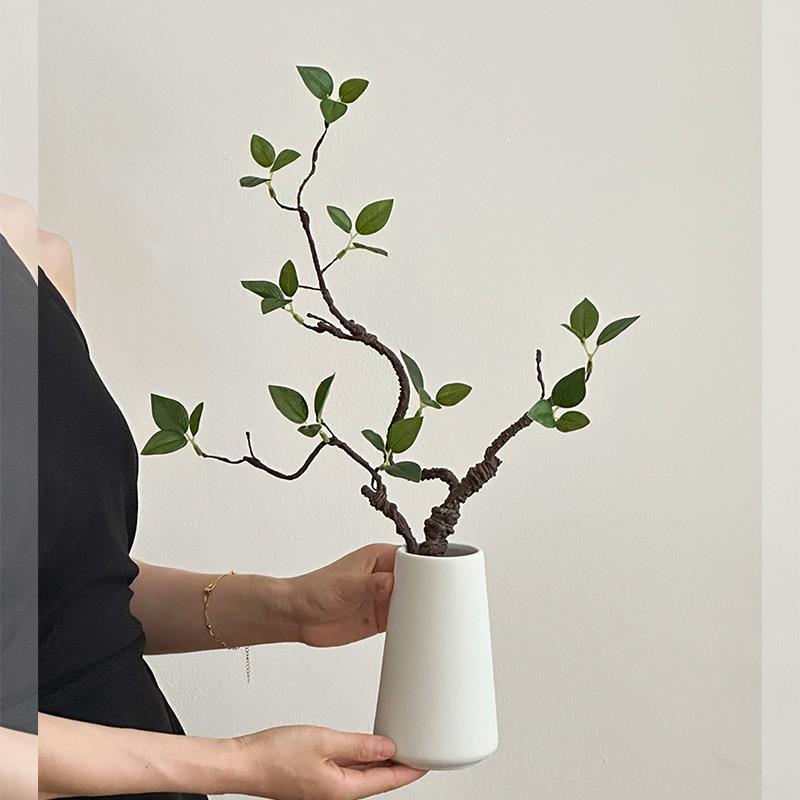 高级感小众彷真绿色植物真桌轻面摆件彷花瓶花客厅插C1016花奢电