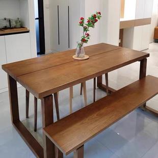 莫比恩M 原木大板书桌长形小户方家用吃 918实木白餐桌蜡木日型式