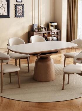 实木中岩餐S007餐桌桌古风202饭5新款家用小户板型可变圆桌吃桌椅