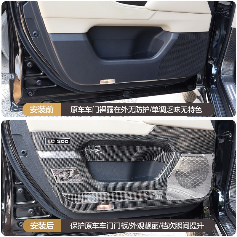 专用于22-24款兰德酷路泽改装件LC300车门防踢板陆巡内装饰防护垫