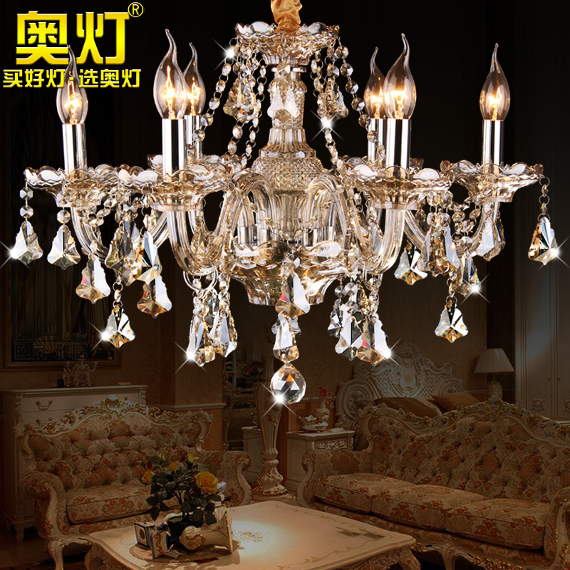 奥灯干邑色欧式蜡烛水晶吊灯客厅餐厅低户型楼层短灯体水晶灯1392
