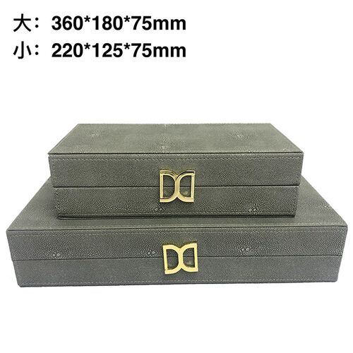 衣帽间收纳盒 皮质收纳箱摆件样板房衣帽间衣柜饰品收纳箱陈列