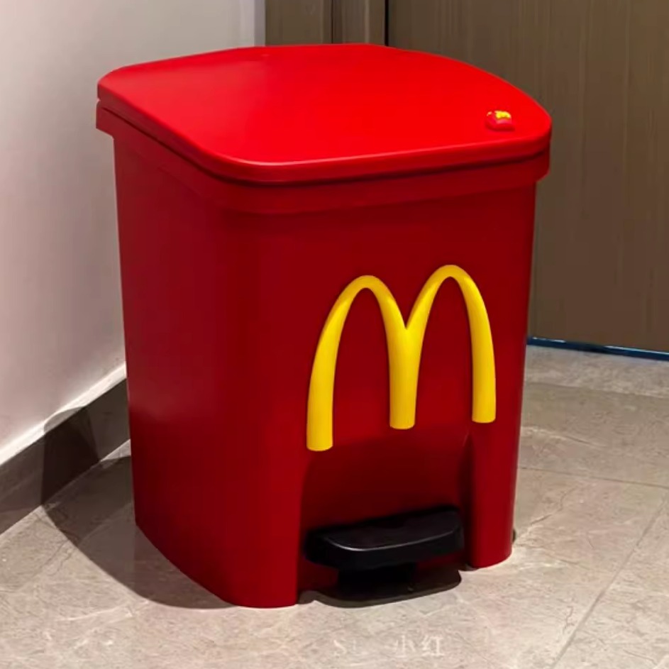 可爱麦当劳垃圾桶家用客厅脚踏式个性创意带盖卧室卫生间厕所窄缝