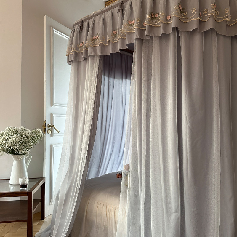 u型导轨2025新款家用幔挡风双层床蚊帐睡眠遮光促卧室公主式保暖