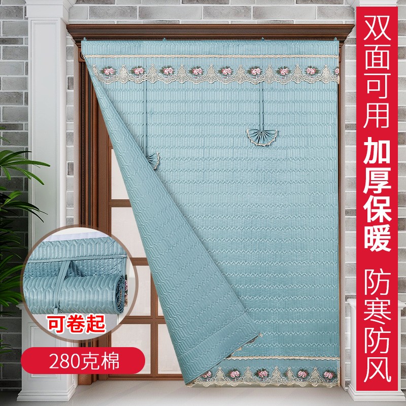 冬天加厚棉门帘加宽家用农村防风帘免打孔客厅大门帘子挡风进户门