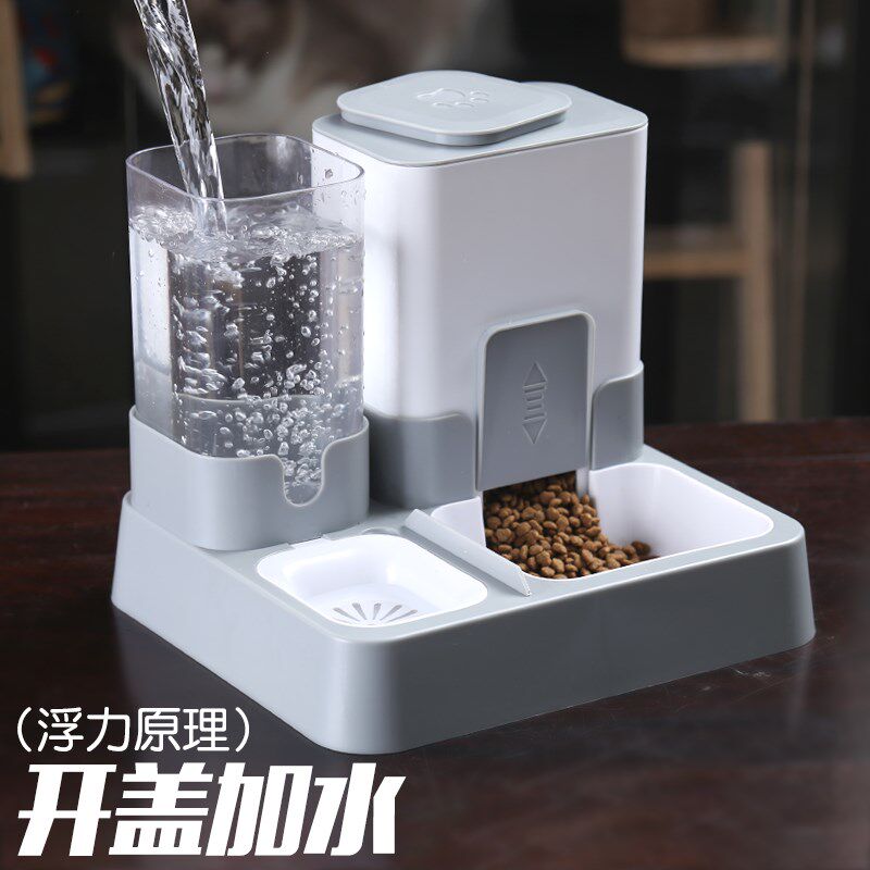 猫咪开盖加水喂食喂水一体机小型犬猫食盆不湿嘴小狗自动饮水器