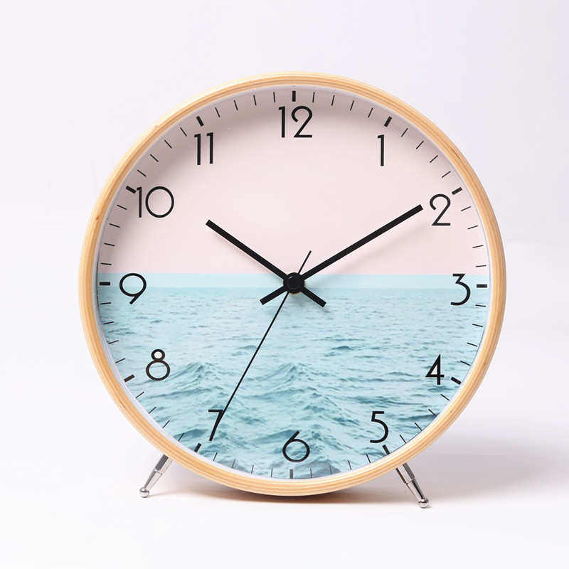 北欧座钟台钟现代简约创意静音时钟实木摆件桌面台式卧室钟表客厅