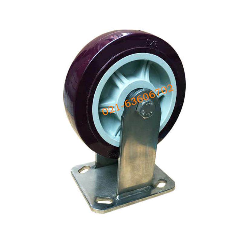 6x2超重型304不锈钢聚氨脂静音脚平板轮手推车轮子万向轮工业定向