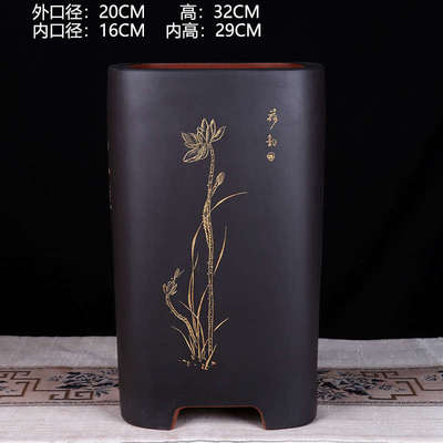 蔓木人紫砂宜兴紫砂盆大花盆四方兰花绿绘精品植桌面手工刻剑兰