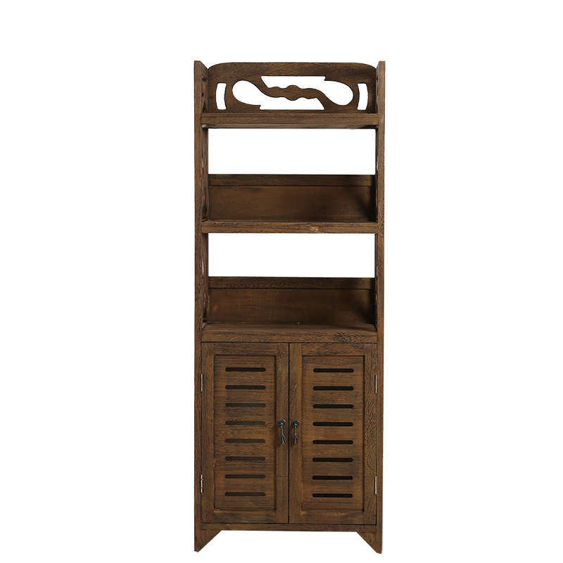 田园实木家具三层双门书柜置复古物展示柜柜邮柜子包书架储物柜