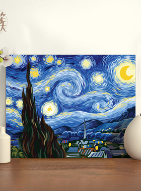 数字油画diy填充油彩挂画填色涂色解闷减压手工风景梵高星空画画