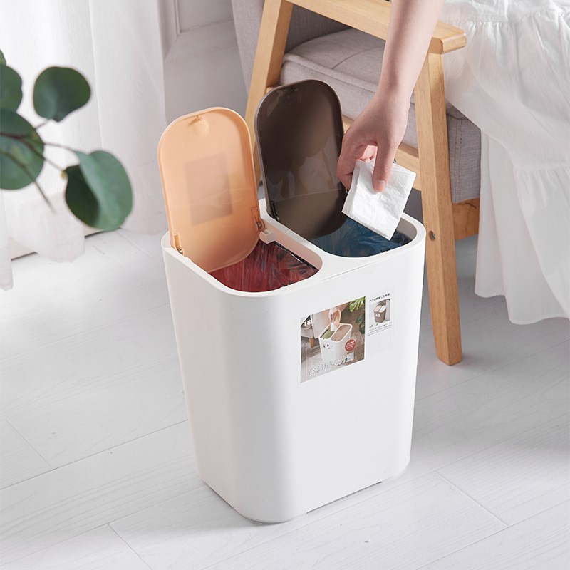 垃圾桶家用长方形夹缝翻盖大商用餐饮大容量办公室宿舍分类垃圾桶