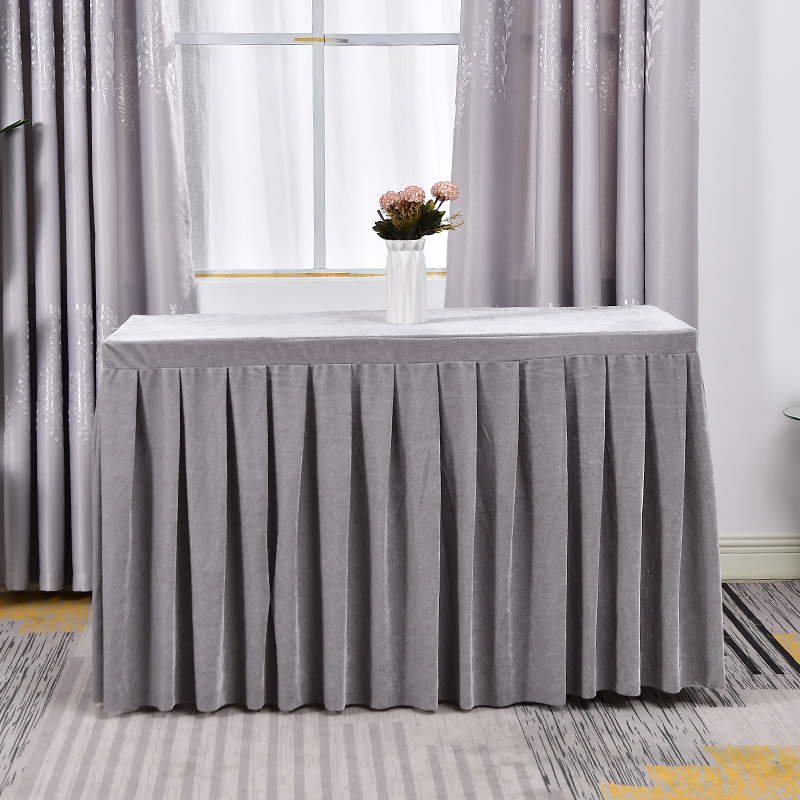 会议桌桌布长方形金丝绒桌布会议室抗皱桌活动展会桌罩长条桌裙