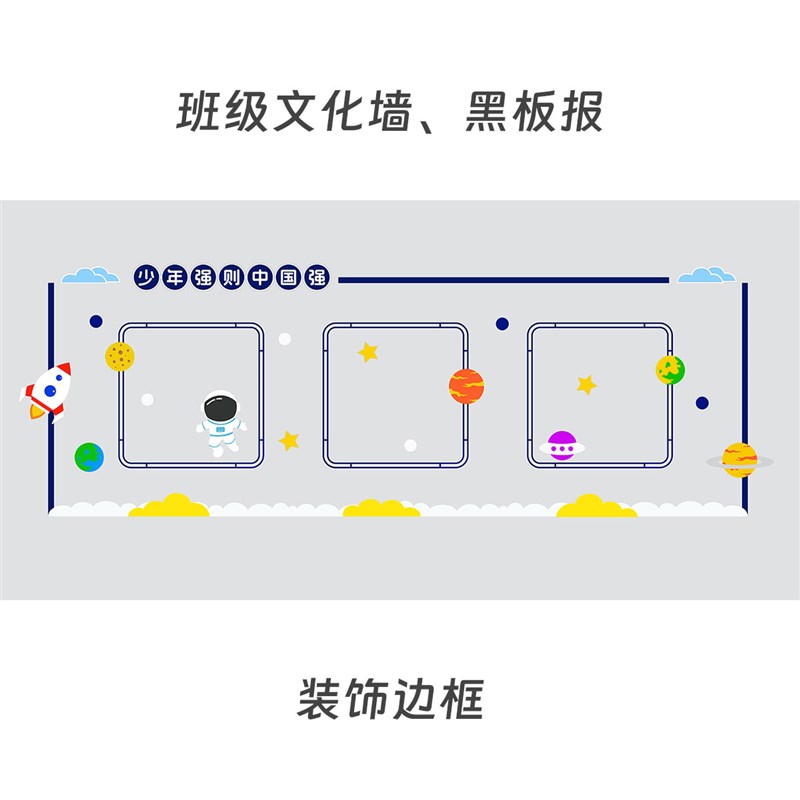 黑板报文化墙装饰边框教室走廊学生作品展主题墙手抄报展示公告栏
