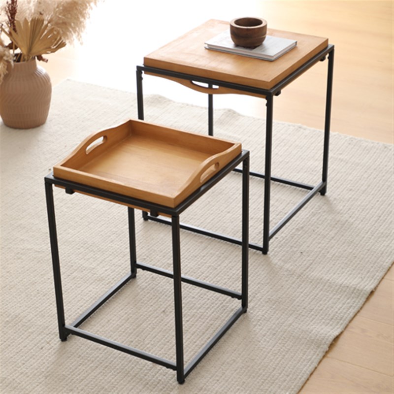 诧寂风茶几小桌子复古沙发边柜侧边柜床头小边几实木方桌阳台花几