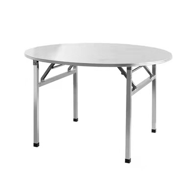 不锈钢可折叠餐桌圆形家用聚会简约圆桌酒店农村酒席排档折叠桌商