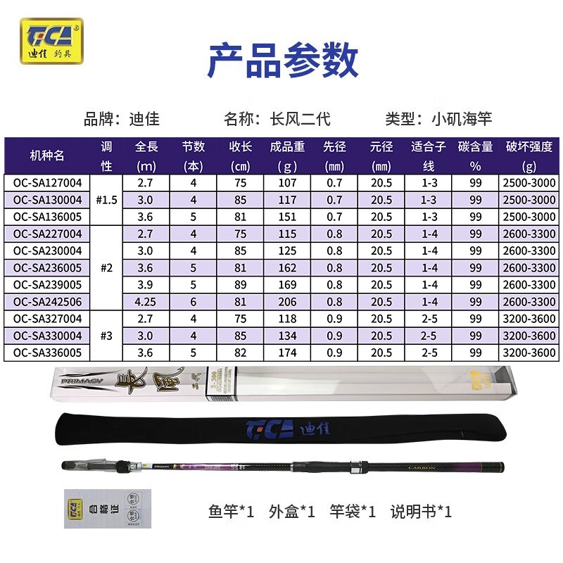 迪佳长风二代矶竿矶钓竿海竿手海两用碳素矶钓杆轻量短节小矶竿