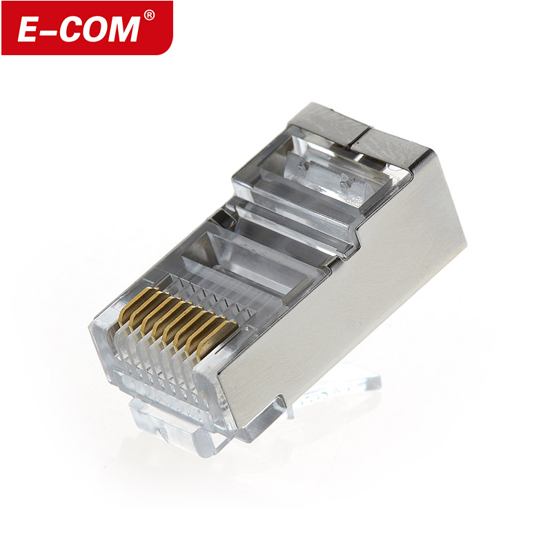 E-COM CT5E 超五类屏蔽水晶头FTP铁壳网络水晶头网线头/包