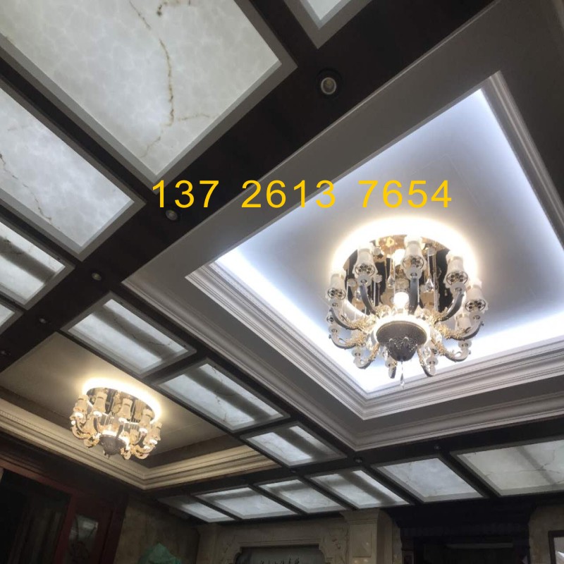 透光石透光板白底咖啡纹天花吊顶人造圆柱灯箱方盒壁灯厂家促销