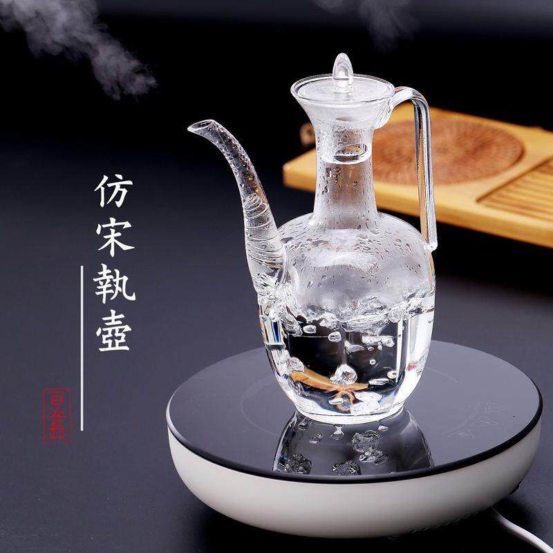 仿宋手执壶耐热玻璃贵妃壶透明小泡茶壶电陶炉家用茶壶中式温酒壶